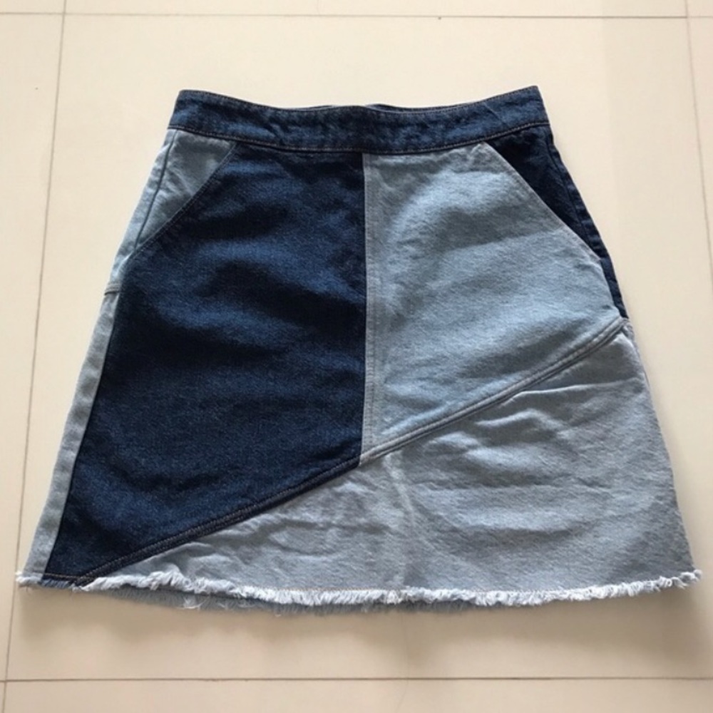Zara denim patch skirt